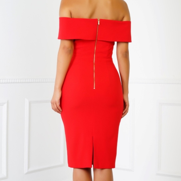 RED OFF THE SHOULDER DRESS - Picture 3 of 3